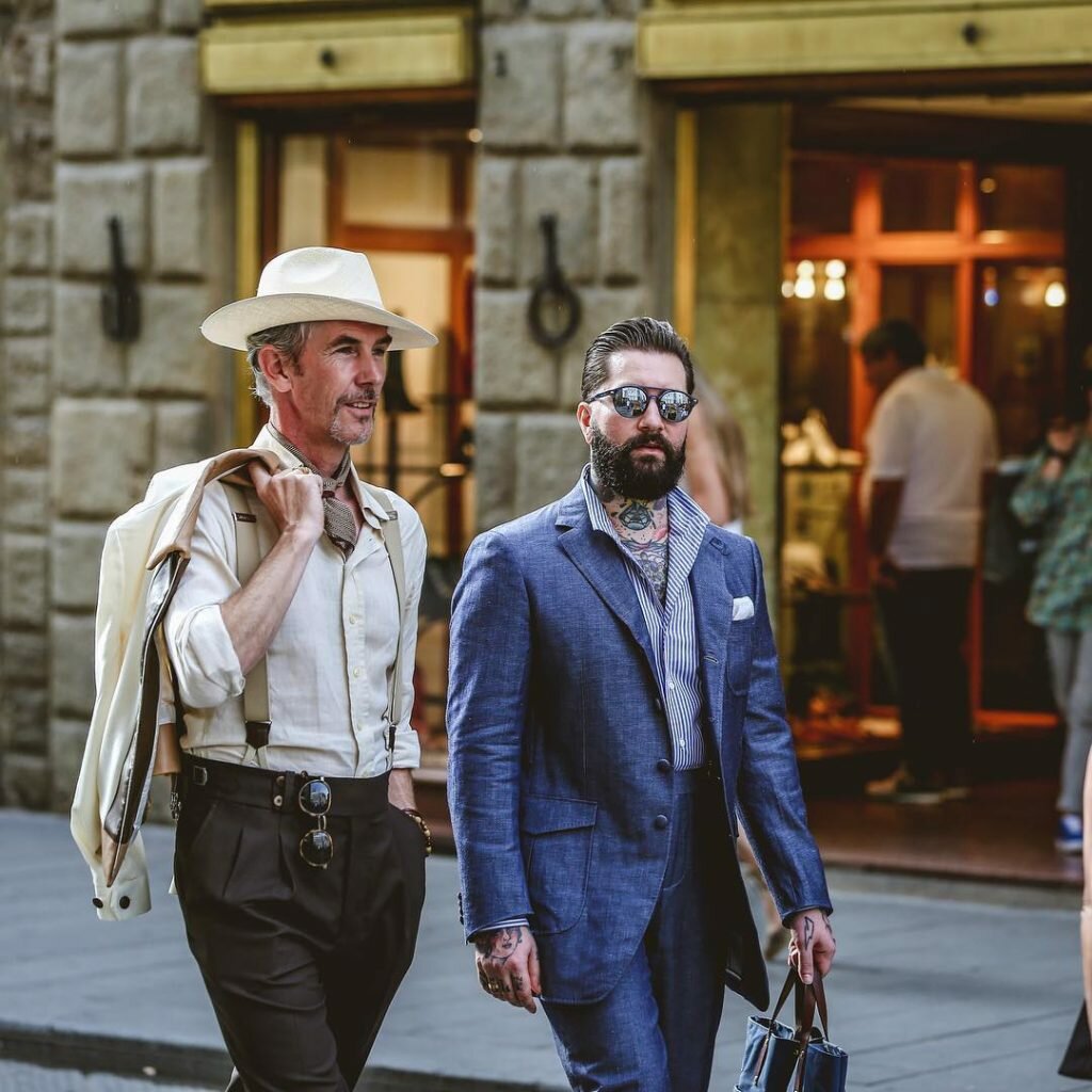 Jared Acquaro in a military uniform inspired suit at Pitti Uomo 94 | Photo via. @ny_style_graphy