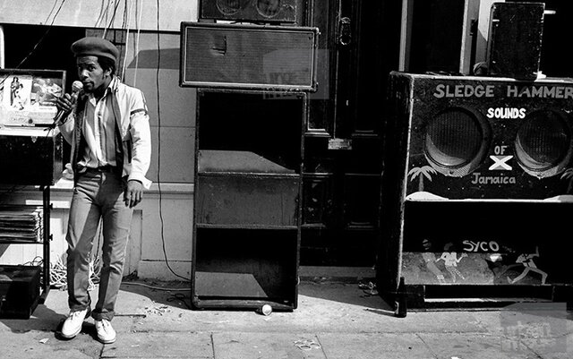 M.C. raps on impromptu sound system. Year Unknown. (Photo via. blog.dubspot.com)